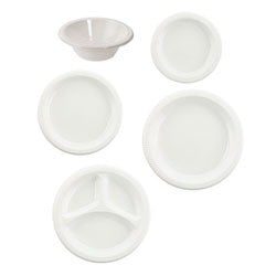 7" White Plastic Heavyweight Undivided Plates - 1 Case