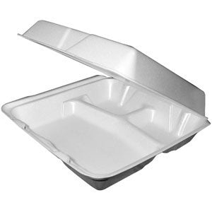 3 Compartment Styrofoam To-Go Container  - 1 Pack