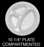 10" Dart White Styrofoam Laminated Divided Plates - 1 Pack